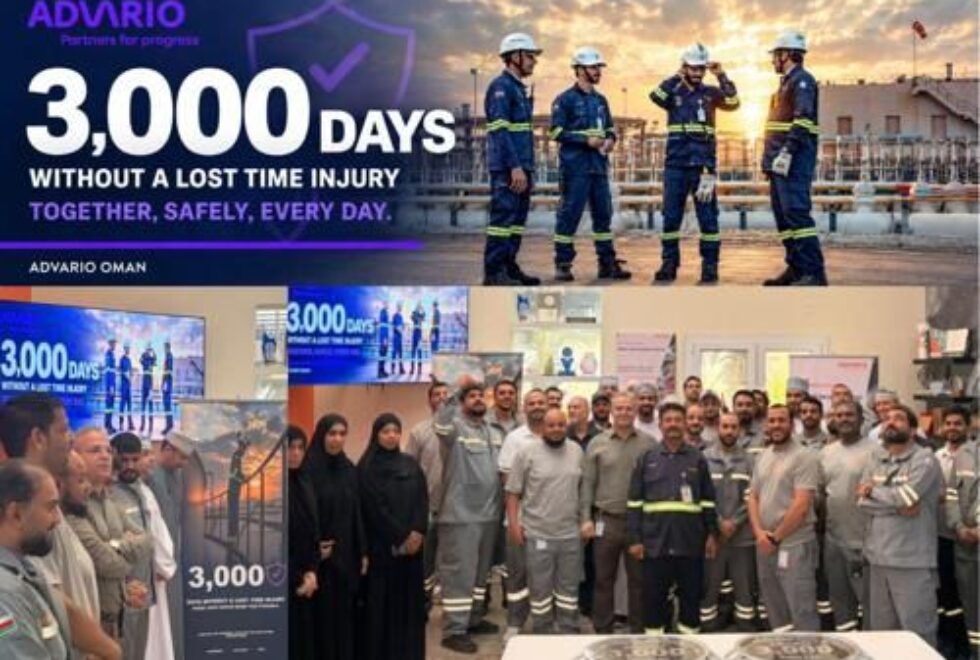 3,000 days without a Lost Time Injury at Advario Oman. A proud moment for our colleagues in Oman, who have achieved an important safety milestone.
